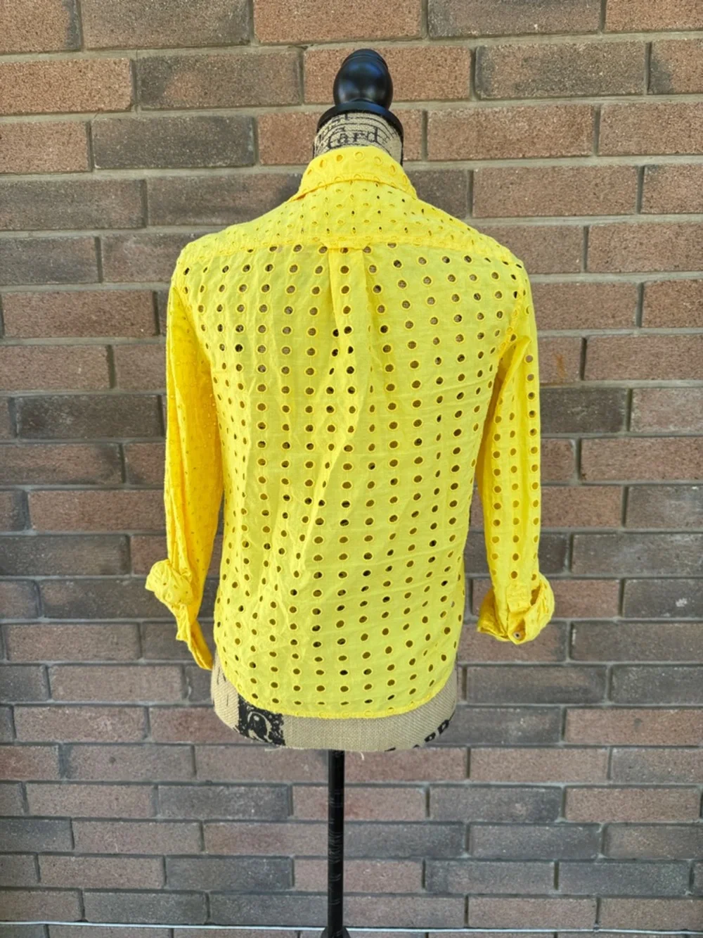J. Crew Bright Yellow Eyelet Button-Down Shirt Size XS - Picture 5 of 5